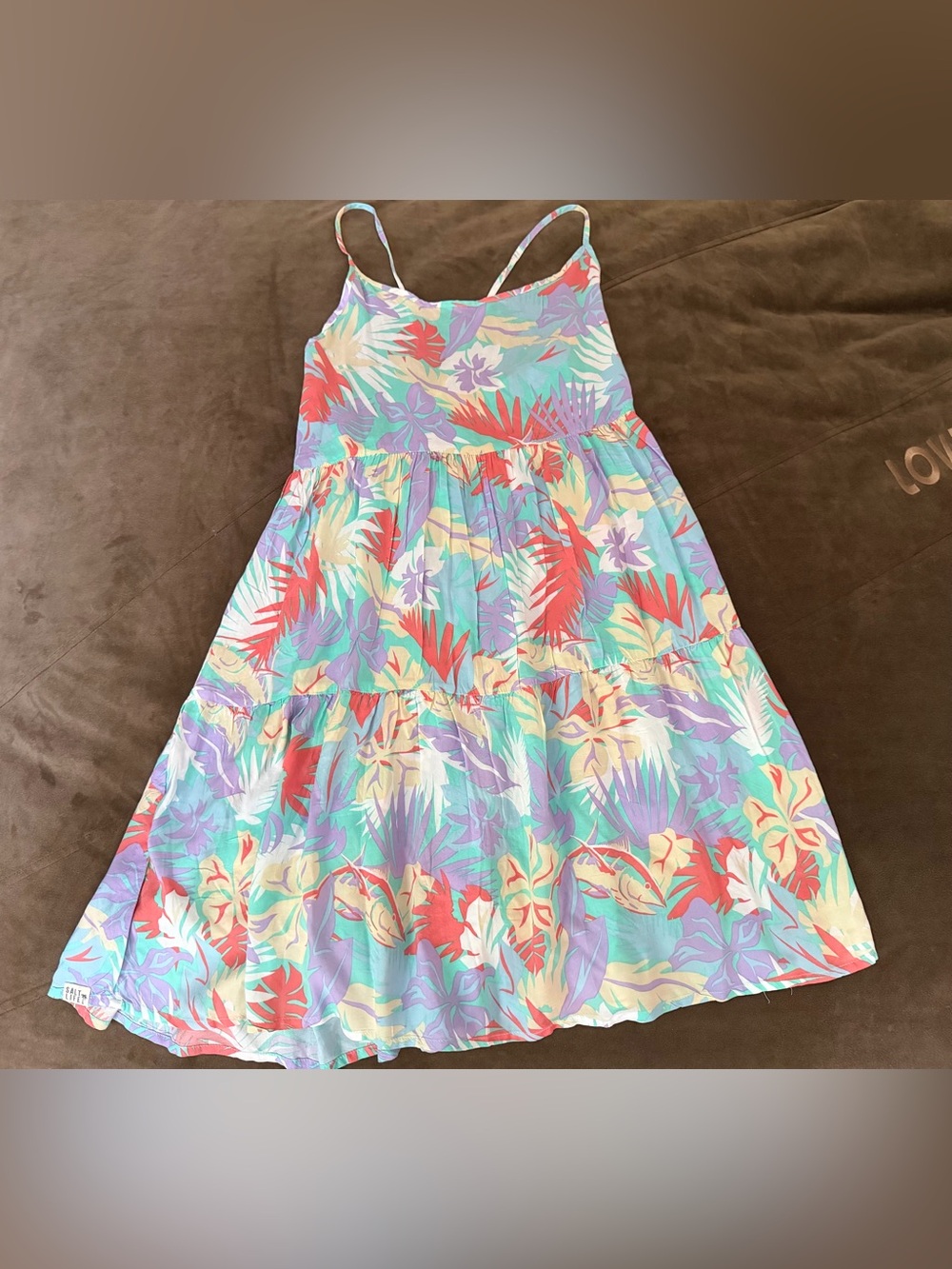 Salt Life Tropical Floral Tiered Lace-up back Sundress